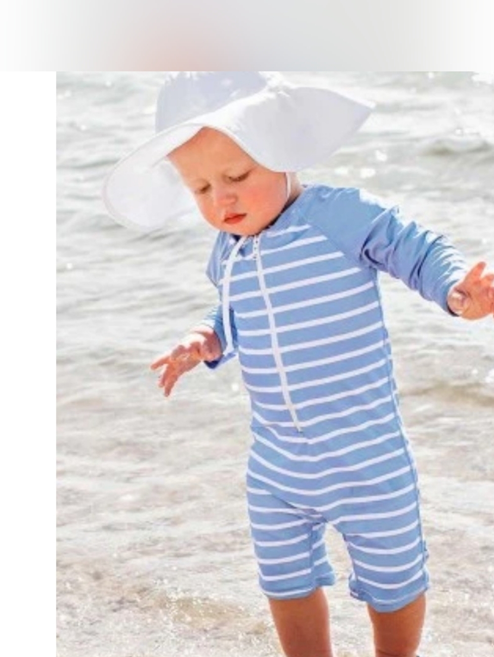 Rugged Butts Baby Rash Guard Bodysuit Blue Stripe UPF 50+ Swimwear 6–12 Months